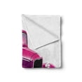 thumbnail image 2 of Hot Pink Soft Flannel Fleece Blanket, Vintage Muscle Car Illustration Retro Revival Vehicle Engine American, Cozy Plush for Indoor and Outdoor Use, 50" x 60", Magenta Fuchsia Black, by Ambesonne, 2 of 6