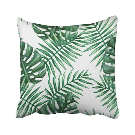 - BPBOP Green Leaf Watercolor Tropical Palm Leaves White Tree Summer Floral Plant Rainforest Pillowcase Pillow Cushion Cover 16x16 inches