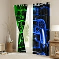 thumbnail image 3 of Feelyou Green Blue Gamepad Black Out Curtains for Teen, Video Games Controller Curtains Pack of 2 (42x63 Each), Neon Glowing Honeycomb Bedroom Curtains, Black Out Curtains Decor, 3 of 6