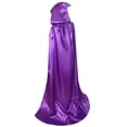 thumbnail image 4 of qolati Hooded Cloak Long Satin Cape for Christmas Halloween Cloak Costumes Silk Hooded Cape Masquerade Dress Up Purple 8 Years, 4 of 4