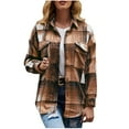 thumbnail image 2 of Womens'Autumn and Winter Fashion Plaid Jackets Plus Size Long Sleeve Open Front Loose Outerwear Printing Blouse Coat Tops Pockets Blouse Up to 65% off!, 2 of 7