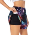 thumbnail image 1 of Balery Outer Space Floating Numbers And Letters Pantalones cortos deportivos para mujer con forro y dos bolsillos, elásticos, para entrenamiento, gimnasio, yoga-X-Large, 1 of 7