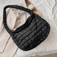 thumbnail image 3 of Bolso con asa superior con diseño de celosía Universal bolso de hombro para mujer con edredón sólido bolso de viaje de calle de gran capacidad, 3 of 7