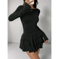 thumbnail image 5 of Womens Long Sleeve Corset Mini Dress Ruffle Hem Short Party Club Dresses, 5 of 9