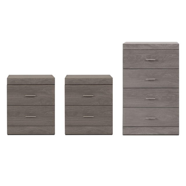 Set de Cajonera y 2 Buros Kirena Gris - Kessa Muebles