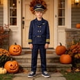 thumbnail image 5 of YunPes Boys Pilot Uniform Double-Breasted Navy Suit Jacket Matching Suit Trousers & Officer Hat Halloween Birthday Party School Event Role Dress-Up, 5 of 6