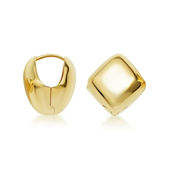 14K Yellow Gold Chunky Square Huggie Earrings