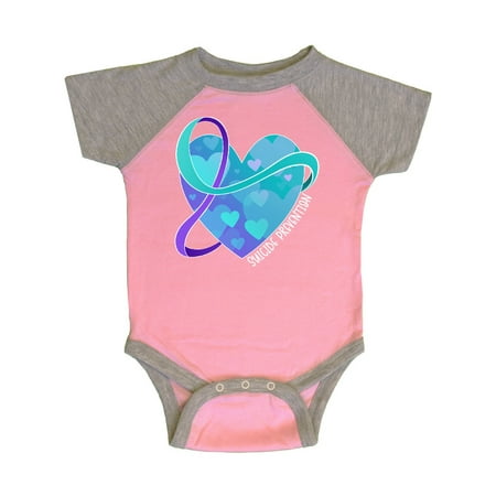 

Inktastic Suicide Prevention Awareness Purple and Teal Heart Ribbon Gift Baby Boy or Baby Girl Bodysuit