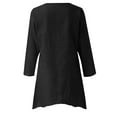 thumbnail image 5 of MRULIC womens t shirts Women Plus Size Long Sleeve Irregular Hem Linen Baggy Blouse Shirt Ladies Summer Tunic Tops Womens t shirts Black + US：12-14, 5 of 5