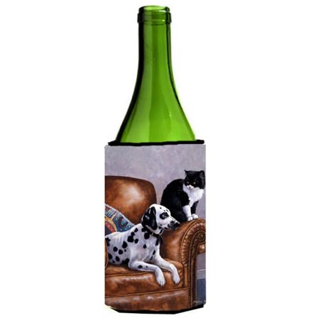 Dalmatian with Cat Wine Bottle Can cooler Hugger
