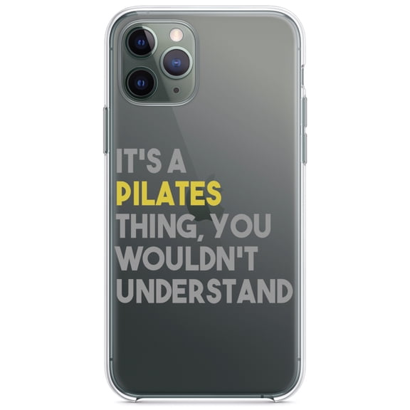 DistinctInk Clear Shockproof Hybrid Case for iPhone 12 Pro MAX (6.7" Screen) - TPU Bumper Acrylic Back Tempered Glass Screen Protector - It's a Pilates Thing You Wouldn't Understand