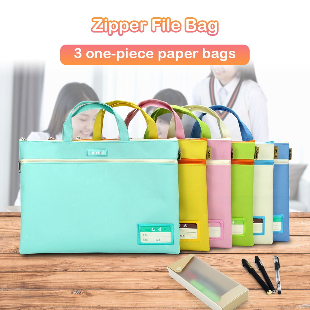 A4 Size Durable With Handle Files Bag File Folder Double Layers Handbag 