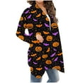 thumbnail image 6 of Ounisa Women Halloween Cardigan Bat Pumpkin Graphic Shirt Knitting Long Sleeve Open Front Outwear Knitted Sweaters Coat Thanksgiving Top, 6 of 6