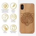 thumbnail image 4 of Case Yard Wooden Case Outside Soft TPU Silicone, Slim Fit Shockproof Wood Protective Phone Cover for Girls Boys Men and Women, Supports Wireless Charging Wolf Design case for iPhone-XS-Max, 4 of 7
