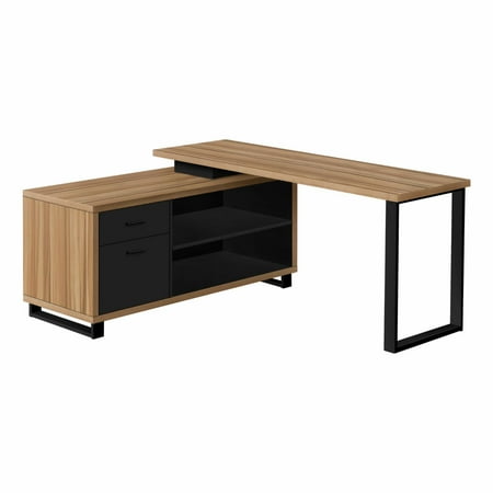 UPC: 0680796072452 | Computer Desk  Home Office  Corner  Storage Drawers  72 L  L Shape  Work  Laptop  Metal  Laminate  Brown  Black  Contemporary  Modern