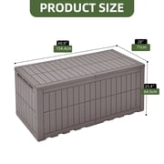 Dextrus 200 Gallon XL Resin Deck Box, Light Brown Waterproof Outdoor Storage Box, Lockable Container with 3-Person Bench Seating, Perfect for Patio Cushions, Garden Tools and Pool Supplies
