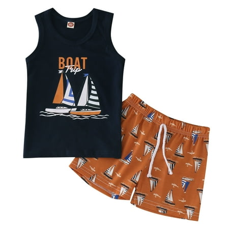 

HIBRO Summer Toddler Boys Sleeveless Prints Tops Shorts Two Piece Outfits Set For Kids Clothes Dinosaur Outfits Boys 5t Baby Girl Clothes