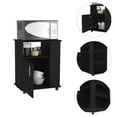thumbnail image 5 of Depot E-Shop Munich Microwave Cabinet Kitchen Cart With Open Shelf, 3 Side Shelves, Casters, And 2 Interior Shelves, Black, 5 of 5