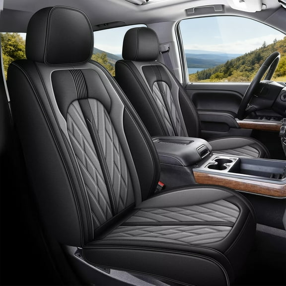 DIKSOAKR Seat Covers Full Set Fit for 2007-2018 Chevrolet Chevy Silverado GMC Sierra 1500 2500HD 3500HD Trail Boss Z71 Crew Double Extended Cab Custom Leather 5-Seats Truck Seat Covers