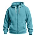 thumbnail image 5 of FENGYOU Mens Waffle Knit Zip Up Hoodie Long Sleeve Drawstring Hooded Sweatshirt Relaxed Fit Casual Full Zip Jacket Cyan XL, 5 of 5