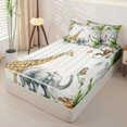 thumbnail image 2 of Erosebridal Watercolor Jungle Animal Zipper Twin Comforter Sets with Fitted Sheet and 2 Pillowcases,Giraffe Elephant Parrot Tropical Zipper Bedding Set For Girls,Reversible,4-Piece, 2 of 7