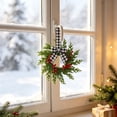 thumbnail image 6 of 10.6-Inch small fall wreath with Black and White Buffalo Plaid Bow, Artificial Evergreen Wreath with Red Berries for Kitchen Cabinet, Front Door, Wall and Farmhouse Holiday Decor, 6 of 9