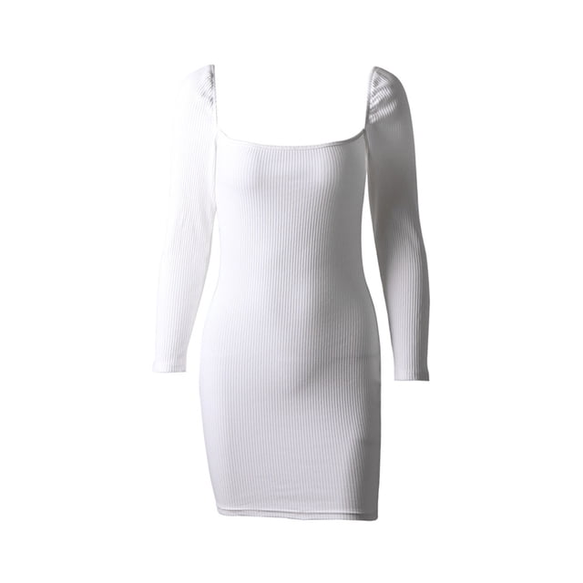 Laklulu Mini vestido de fiesta elegante bodycon de manga larga sexy para mujer, L