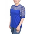 thumbnail image 2 of NY Collection Women's Puff Lace-Sleeve Top, 2 of 4