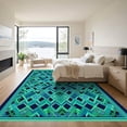 thumbnail image 3 of ODIKA 6'x9' Machine Washable Non-Slip Area Rug, Geometric Teal High Traffic Rug, Blue, 1050874, 3 of 7