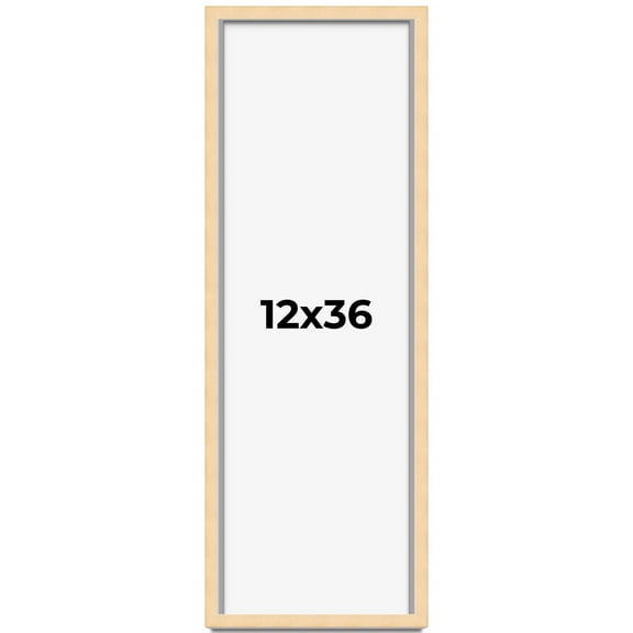 12x36 Frame Natural Wood Picture Frame | 0.75 Inch Moulding Width | with UV Acrylic Plexiglass,