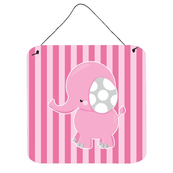 Elephant on Pink Stripes Wall or Door Hanging Prints