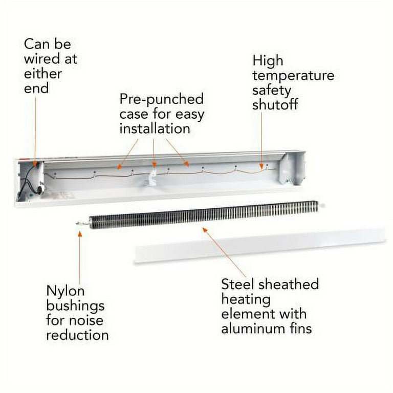 Cadet 3F750-1 36 Wide 2560 BTU 120 Volt 750 Watt Electric Baseboard Heater  - Walmart.com