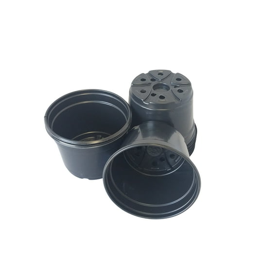 Landmark 5" x 3.6" Black Plastic Round Nursery Pot, Qty. 100
