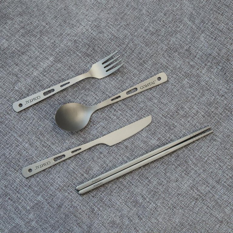 Titanium Spork Fork Spoon Cutter Chopsticks Camping Utensils