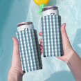 thumbnail image 3 of 2 Pieces Can Cooler Sleeves Insulated Collapsible Beer Sleeve Buffalo Plaid Blue Green Can Cooler Sleeve for Energy Drink & Beer, 3 of 4