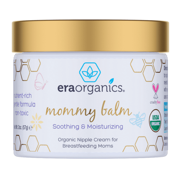 Era Organics Soothing Nipple Cream for Breastfeeding Moms - 100% Natural, USDA Organic Calming Nipple Balm For Chapped, Irritated, Sensitive Skin. Non-GMO, Baby Safe Breastfeeding Cream 2oz