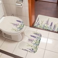 thumbnail image 4 of Purple Lavender Bath Mat 3 Piece Bathroom Rug Set, Botanical Blossom Motif Leaves Spring Non Slip Bath Rug Contour Mat and Toilet Lid Cover, Absorbent Shower Mats Soft Bath Rugs and Mats Sets, 4 of 8