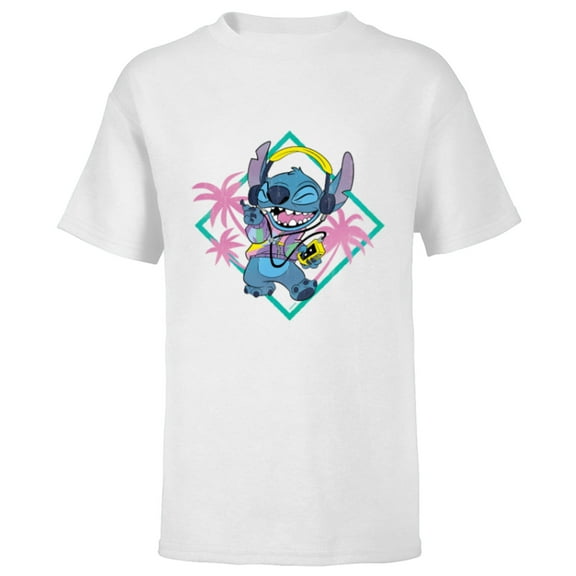 Disney Stitch ‘90s Vibe Retro Distressed - Short Sleeve T-Shirt for Kids - Customized-White