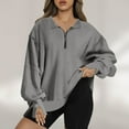 thumbnail image 6 of Usmixi Under $5 Sweatshirt for Women Winter Womens Quarter Zip Pullover Sweatshirt Loose Casual Solid Long Sleeve Fall Ladies Tops Fashion Lapel Irregular Hem Oversized Sweatshirt Flash Deals, 6 of 7