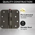 thumbnail image 6 of Design House 10-Pack Heavy Duty Steel 4" x 4" Interior Door Hinges with 5/8" Radius, Oil Rubbed Bronze, 6 of 12