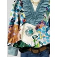 thumbnail image 3 of Unbranded Floral Print V-Neck Bubble Sleeve Blouse, 3 of 3