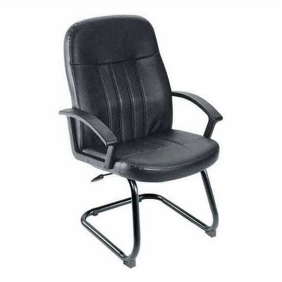 Guest Chair, Black Seat, Black Back, 25 1/2" W 26" L 41" H, Fixed, Leather Seat