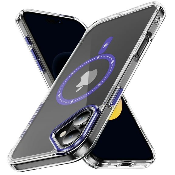 Hotpom Magnetic Phone Case for iPhone 16 Compatible with Magsafe, Anti-Fingerprint and Durable Non-Yellowing Translucent Slim Shockproof Phone Cover, Purple