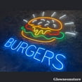 thumbnail image 4 of Glowneon Burgers Neon Sign, Hamburger LED Sign, Restaurant Fast Food Decor, Welcome Open Fast Food, 4 of 5