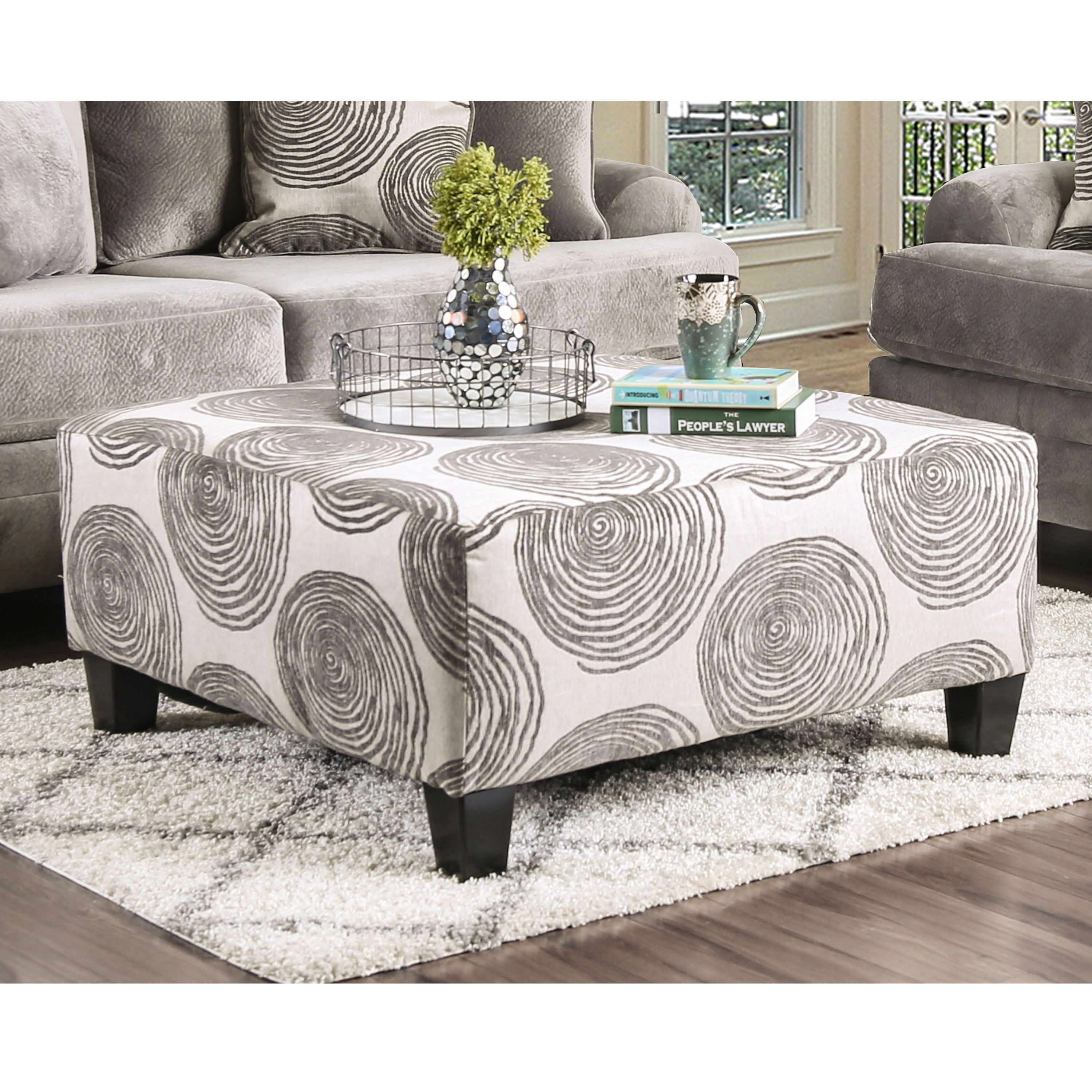 Furniture of America Patterned Transitional Fabric Hendricks Ottoman