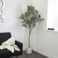 thumbnail image 2 of DecMode 70" Artificial Eucalyptus Tree in Realistic Leaves and Black Pot, 2 of 7