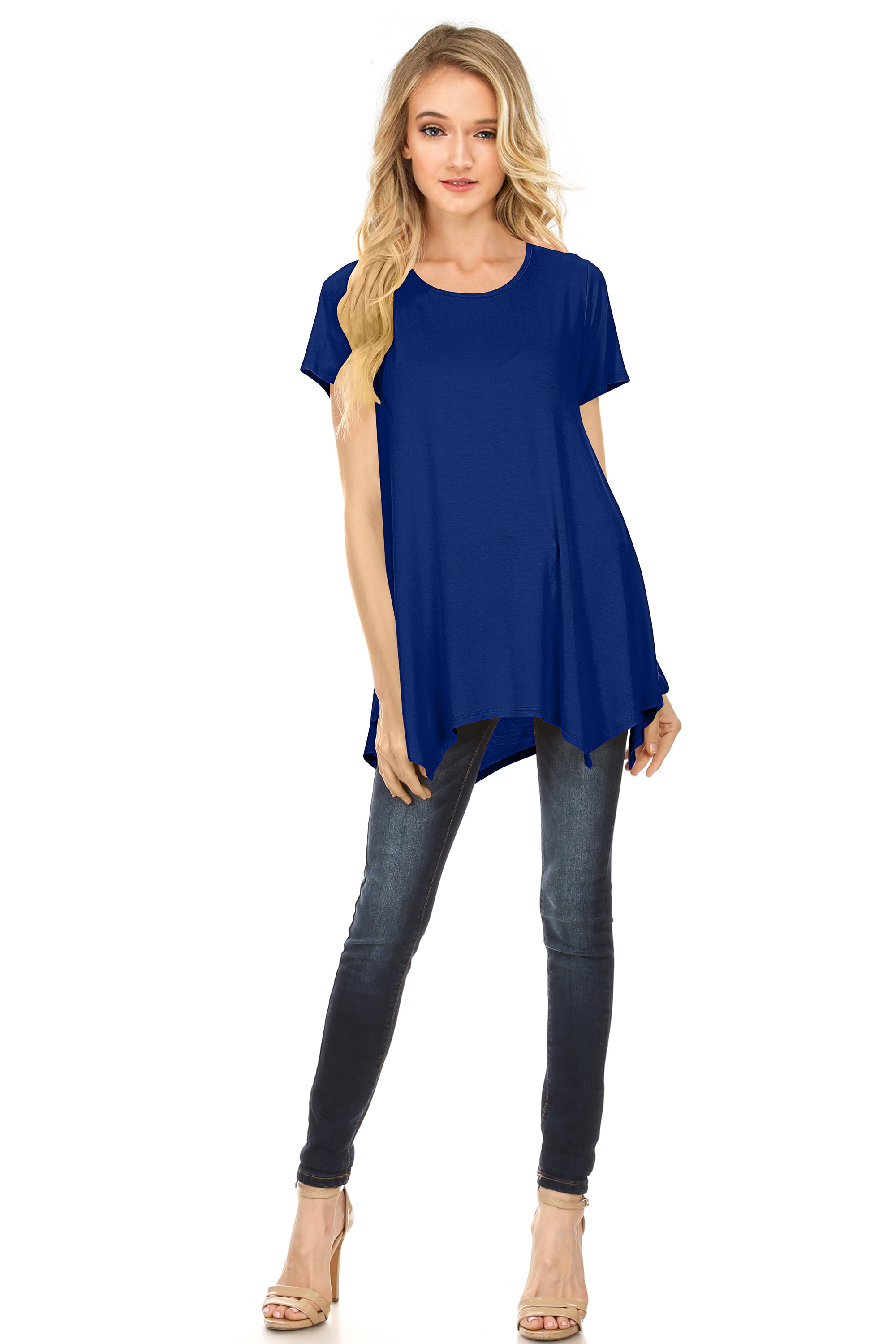 NYL Apparel Womens Short Sleeve Scoop Neck Flowy Tunic Top - Made in ...
