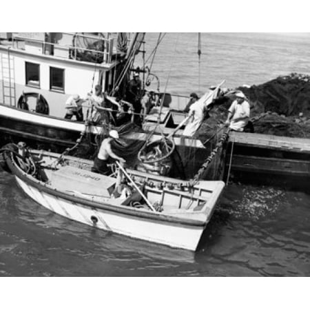 High angle view of fishermen fishing in the sea Puget Sound Washington state USA Poster