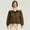 Coffee, variant on Women's Loose Faux Fur Collar Puffer Jacket, Short Thickened Cotton Coat Winter Warm Casual Outerwear Beige L