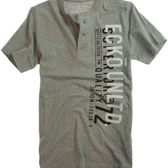 Ecko Unltd. Mens Ss Vertical Henley Shirt, Grey, X-Small